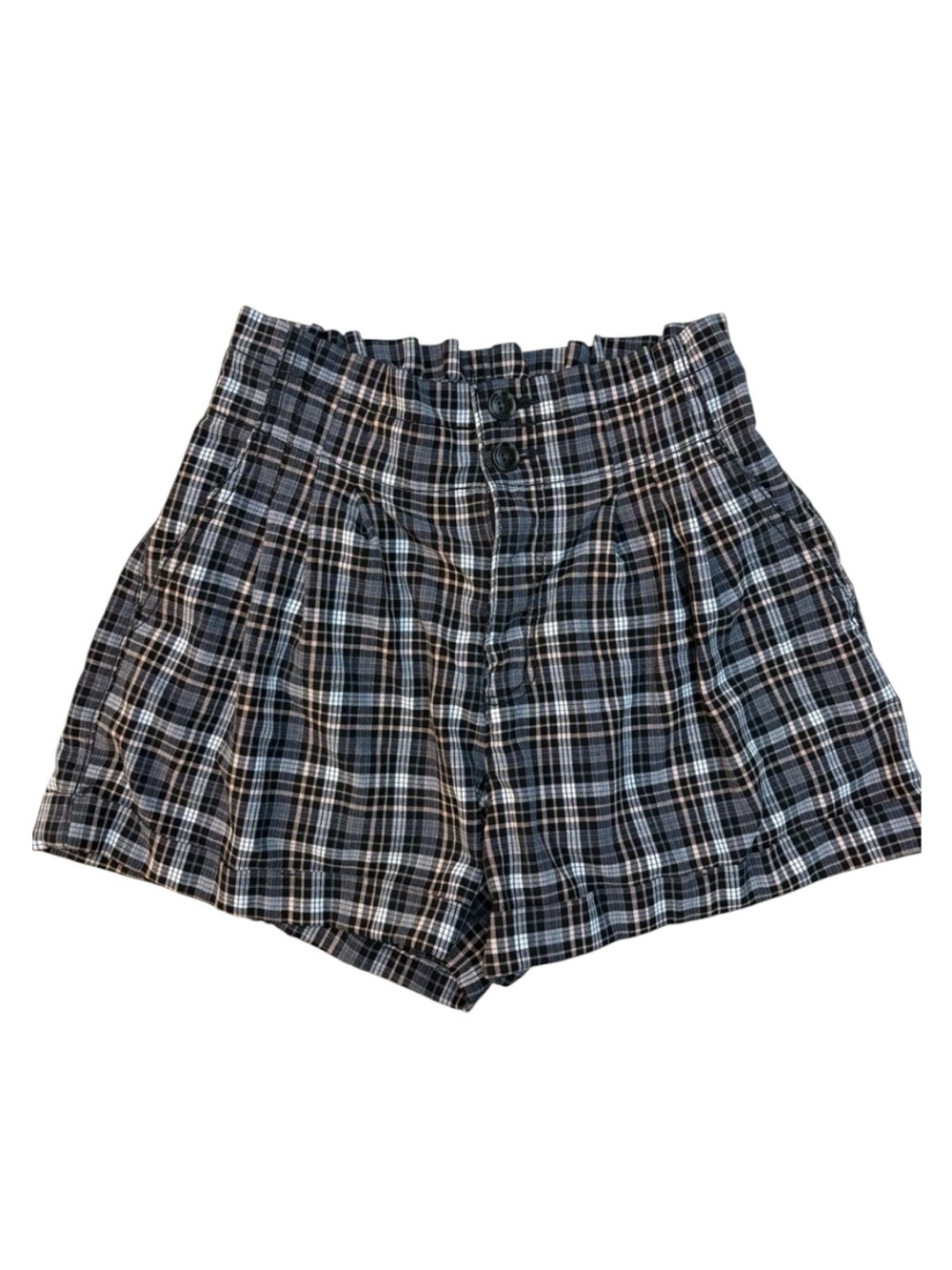 American Eagle Outfitters Plaid High Rise Paperbag Shorts Size 2 Y2K Indie